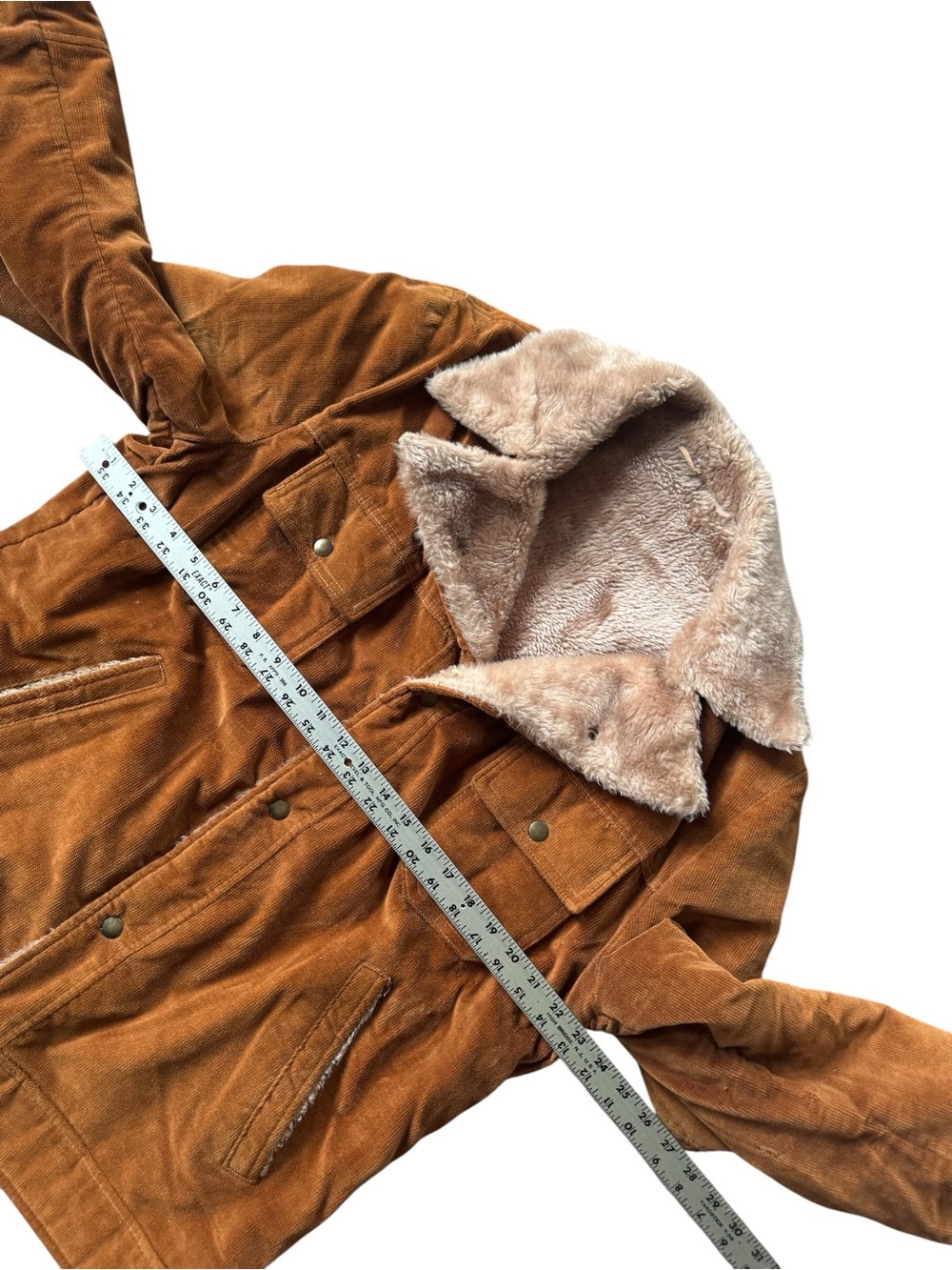 Vintage Brown Corduroy Sherpa Lined Trucker Ranch Jacket Western Coat - Picture 3 of 7